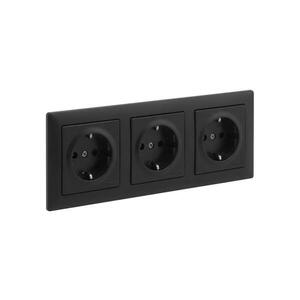 Imagine Legrand - Priză triplă de uz casnic SCHUKO cu ramă SUNO 250V neagră