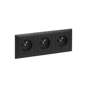 Imagine Legrand - Priză triplă de perete cu ramă SUNO 250V neagră