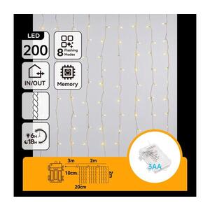 Imagine - Ghirlandă LED de exterior pentru Crăciun 200xLED/8 funcții 3xAA 5x2m IP44 alb cald