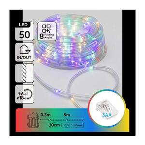Imagine - Ghirlandă LED de exterior pentru Crăciun, 50x LED / 8 funcții, 3x AA, 5, 3 m, IP44, multicoloră
