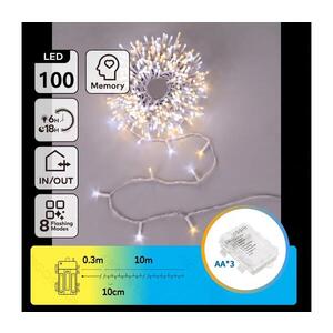 Imagine - LED Ghirlandă de Crăciun pentru exterior 100xLED/8 funcții 3xAA 10, 3m IP44 caldă/rece