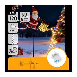 Imagine - LED decor de Crăciun de exterior 120xLED/3xAA/8 funcții 80 cm IP44 Santa/alb cald