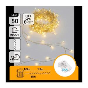 Imagine - Ghirlandă LED de Crăciun pentru exterior 50xLED/8 funcții 3xAA 1, 8m IP44 alb cald