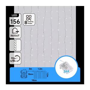 Imagine -LED Ghirlandă luminoasă de exterior pentru Crăciun 156xLED/8 funcții 3xAA 4, 2x1, 2m IP44 alb rece