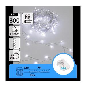 Imagine -LED Ghirlandă luminoasă de Crăciun pentru exterior 300xLED/8 funcții 3xAA 9, 3m IP44 alb rece