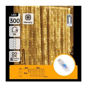 Imagine - Ghirlandă de Crăciun LED dimabilă 300xLED/8 funcții USB 6x3m alb cald + telecomandă