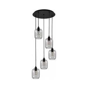 Imagine BRILAGI - lustra LED pe cablu RETRO GLASS 5xE27/60W/230V negru/gri fumuriu