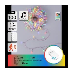 Imagine - Șir de lumini LED reglabil pentru exterior cu senzor 100xLED/3xAA 12m multicolor + telecomandă