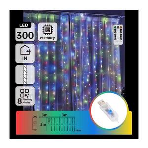 Imagine - LED Stm ghirlandă luminoasă de Crăciun 300xLED/8 funcții USB 6x3m multicolor + telecomandă