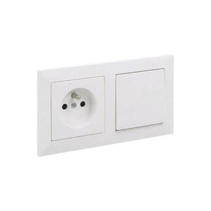 Imagine Legrand - Întrerupător unipolar nr. 1 și priză de perete cu ramă SUNO 250V, culoare albă
