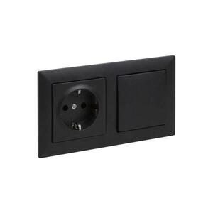 Imagine Legrand - Priză casnică SCHUKO și întrerupător unipolar nr. 1 cu ramă SUNO 250V negru