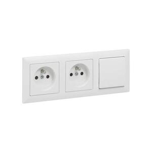 Imagine Legrand- Priză dublă pentru uz casnic și întrerupător unipolar nr. 1 cu ramă SUNO 250V alb