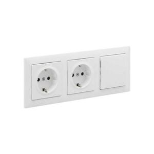 Imagine Legrand - Priză dublă de perete SCHUKO și întrerupător unipolar nr. 1 cu ramă SUNO 250V alb