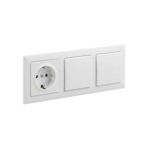 Imagine Legrand - Întrerupător dublu unipolar nr. 1 și priză SCHUKO 250V pentru uz casnic cu ramă SUNO albă