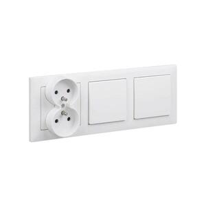 Imagine Legrand - întrerupător dublu unipolar nr. 1 și priză dublă cu ramă SUNO 250V albă