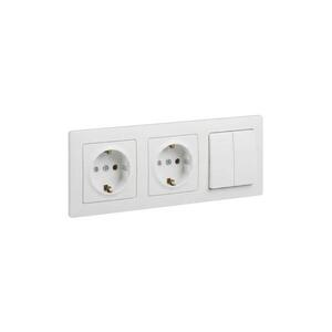 Imagine Legrand - Priză dublă SCHUKO pentru uz casnic și întrerupător dublu nr. 5 cu ramă SUNO, 250V, alb