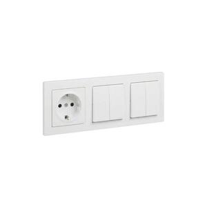 Imagine Legrand - 2x întrerupător dublu nr. 5 și priză SCHUKO de uz casnic cu ramă SUNO 250V albă