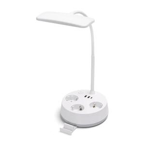 Imagine - Lampă de birou LED dimabilă cu prize și port USB LED/4, 6W/230V albă