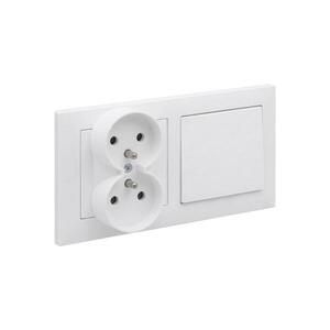 Imagine Legrand - Priză dublă pentru uz casnic și întrerupător unipolar nr. 1 cu ramă SUNO 250V alb