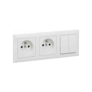Imagine Legrand - priză dublă de uz casnic și întrerupător dublu nr. 5 cu ramă SUNO 250 V albă
