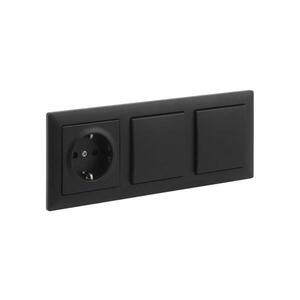 Imagine Legrand - Întrerupător dublu unipolar (nr. 1) și priză SCHUKO, ramă SUNO, 250V, negru