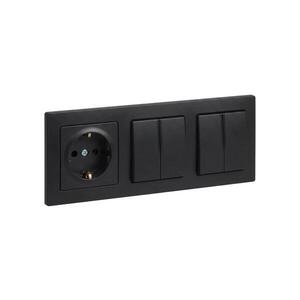 Imagine Legrand - 2x întrerupător dublu nr. 5 și priză de perete SCHUKO cu ramă SUNO 250V neagră