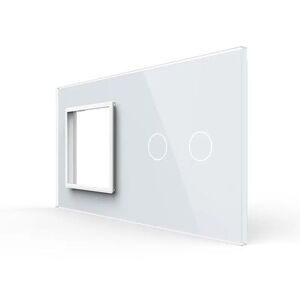 Imagine Panou Priza Simpla + Intrerupator Dublu cu Touch LIVOLO din Sticla