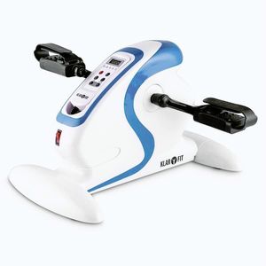 Imagine KLARFIT Cycloony Mini Bike, bicicletă de exerciții, motor, 120 kg, telecomandă, alb/albastru