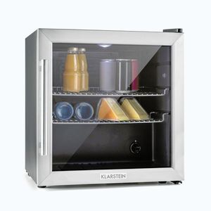 Imagine Klarstein Beersafe L, frigider de 47 de litri, clasa energetică E, ușă din sticlă, oțel inoxidabil