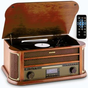 Imagine Auna Belle Epoque 1908 DAB sistem stereo retro cu pick-up și DAB+