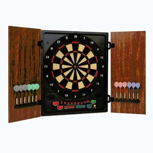 Imagine KLARFIT Dartmaster 180, maro, tablă de darts, mașină de darts, vârf moale, ușă