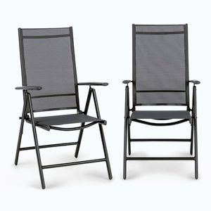 Imagine Blumfeldt Almeria Garden Chair, scaun pliabil, set de 2 bucăți, 56, 5 x 107 x 68 cm, ComfortMesh, antracit