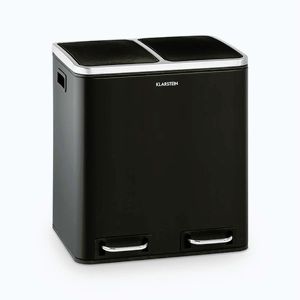 Imagine Klarstein Trash Gordon, coș cu pedală, 30 l / 2 x 15 l, PP, oțel inoxidabil, negru