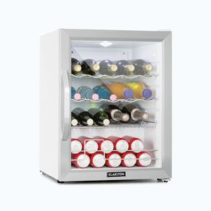Imagine Klarstein Beersafe XL Crystal White, frigider, D, 60 l, LED, ușă din sticlă, alb/argintiu