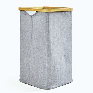 Imagine Blumfeldt Coș de rufe, bambus, bumbac solid, montare ușoară