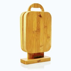 Imagine Klarstein Set de 6 bucăți de tocătoare pentru mic dejun din bambus cu suport, 22 x 0, 9 x 16 cm (L x Î x l), întreținere ușoară