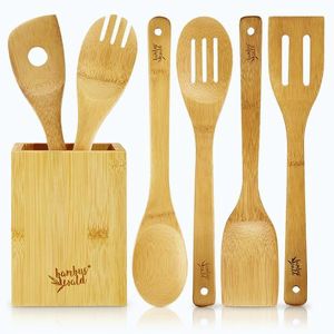 Imagine Klarstein Set de gătit cu cutie, set de 6 piese, durabile, ușoare, din bambus