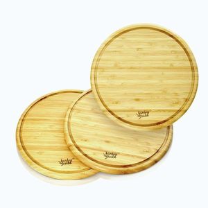 Imagine Klarstein Set din 3 piese, platouri pentru mic dejun din bambus, rotunde, 25 x 1, 6 cm (ØxÎ), întreținere ușoară