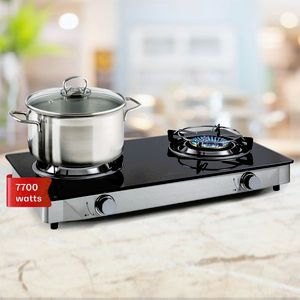 Imagine Klarstein Barzona 2 camping stove 2 burners 3.4 & 4.3 kW glass plate stainless steel