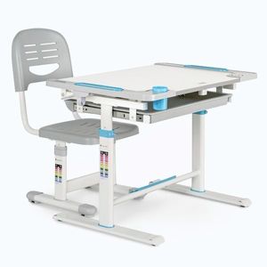 Imagine Blumfeldt Tommi XL, set birou și scaun pentru copii, birou reglabil pe înălțime și scaun ergonomic, de la 4 la 10 ani