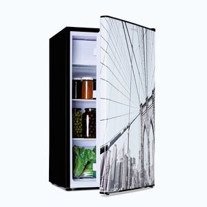 Imagine Klarstein CoolArt 79L, combină frigider-congelator, EEK E, compartiment congelator 9 l, ușă design