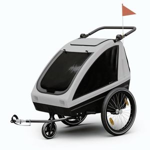 Imagine KLARFIT GoKiddo, remorcă pentru biciclete, pliabilă, cu frâne integrate, în creștere, pentru 2 copii