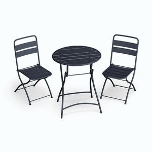 Imagine Blumfeldt Set de grădină RetroChic | 1 masă + 2 scaune | 60 cm | pliabil | acoperit | rezistent la intemperii