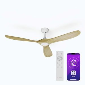 Imagine Klarstein Ventilator de tavan Bahama Breeze Smart Ceiling Fan, palete rotor din lemn masiv, telecomandă + control prin aplicație