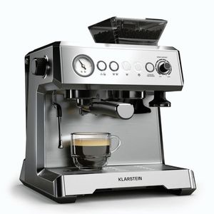 Imagine Klarstein Espressor GrandPresso, râșniță de precizie, duză de abur, portafiltru, indicator de presiune, 20 bar.