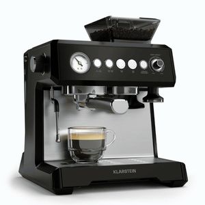 Imagine Klarstein Espressor GrandPresso, râșniță de precizie, duză de abur, portafiltru, indicator de presiune, 20 bar.