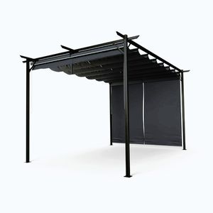 Imagine Blumfeldt Pantheon Robust Pergola, 3x4 m Oțel vopsit în câmp electrostatic, rezistent la intemperii, cu rulouri laterale.