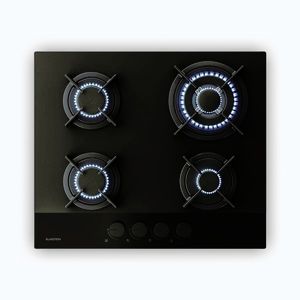 Imagine Klarstein Plită pe gaz Velaire, plită cu 4 arzătoare cu aprindere electrică, compatibilă cu gaz natural și GPL, 8000W, 60cm