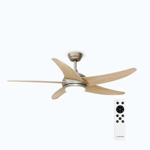 Imagine Klarstein Ventilator de tavan Bolero cu lumină | 132 cm | 35 W | Funcționare silențioasă | Lemn