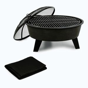 Imagine Blumfeldt Nolana 2 in 1, bol de foc, Ø73 cm, Ø64 cm grila de protecție împotriva intemperiilor, oțel, negru